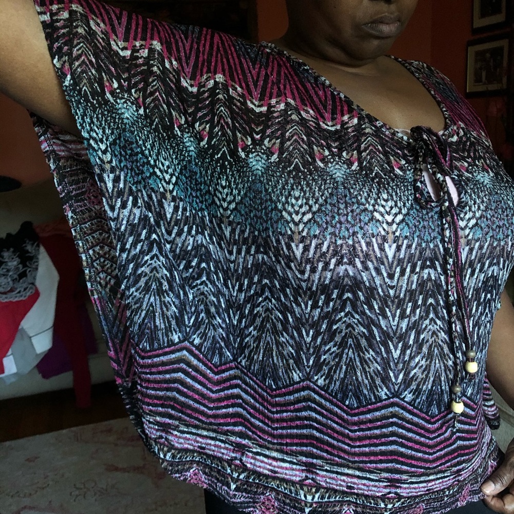 Thin Sheer Multi-Patterned Shirt - Picture 9 of 12